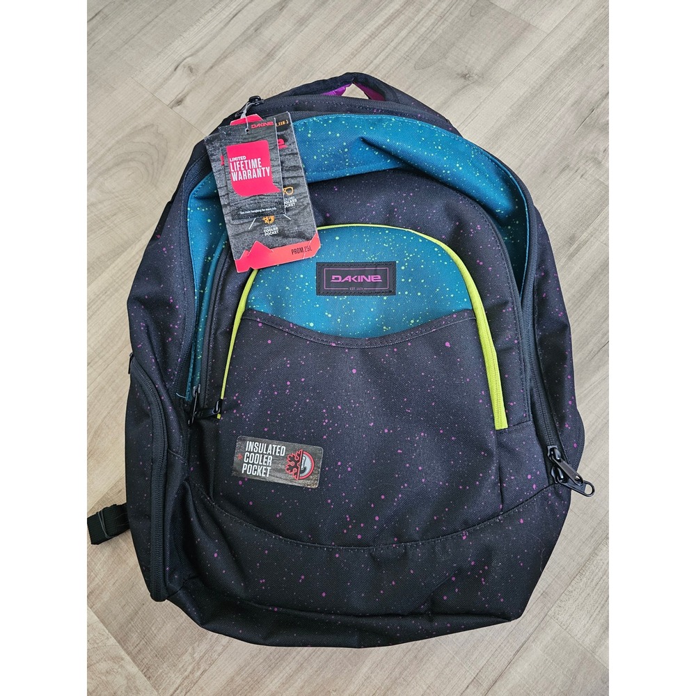 Dakine Prom 25L Backpack in speckled "Spradical" pattern with cooler pocket